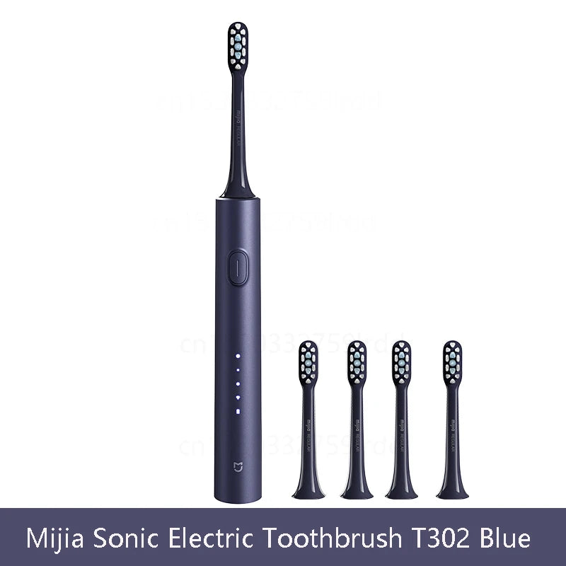 A black Mijia Sonic Electric Toothbrush T302 Blue shown vertically.