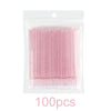 Un paquet de 100 micro-pinceaux à cristaux roses pour extensions et détails.