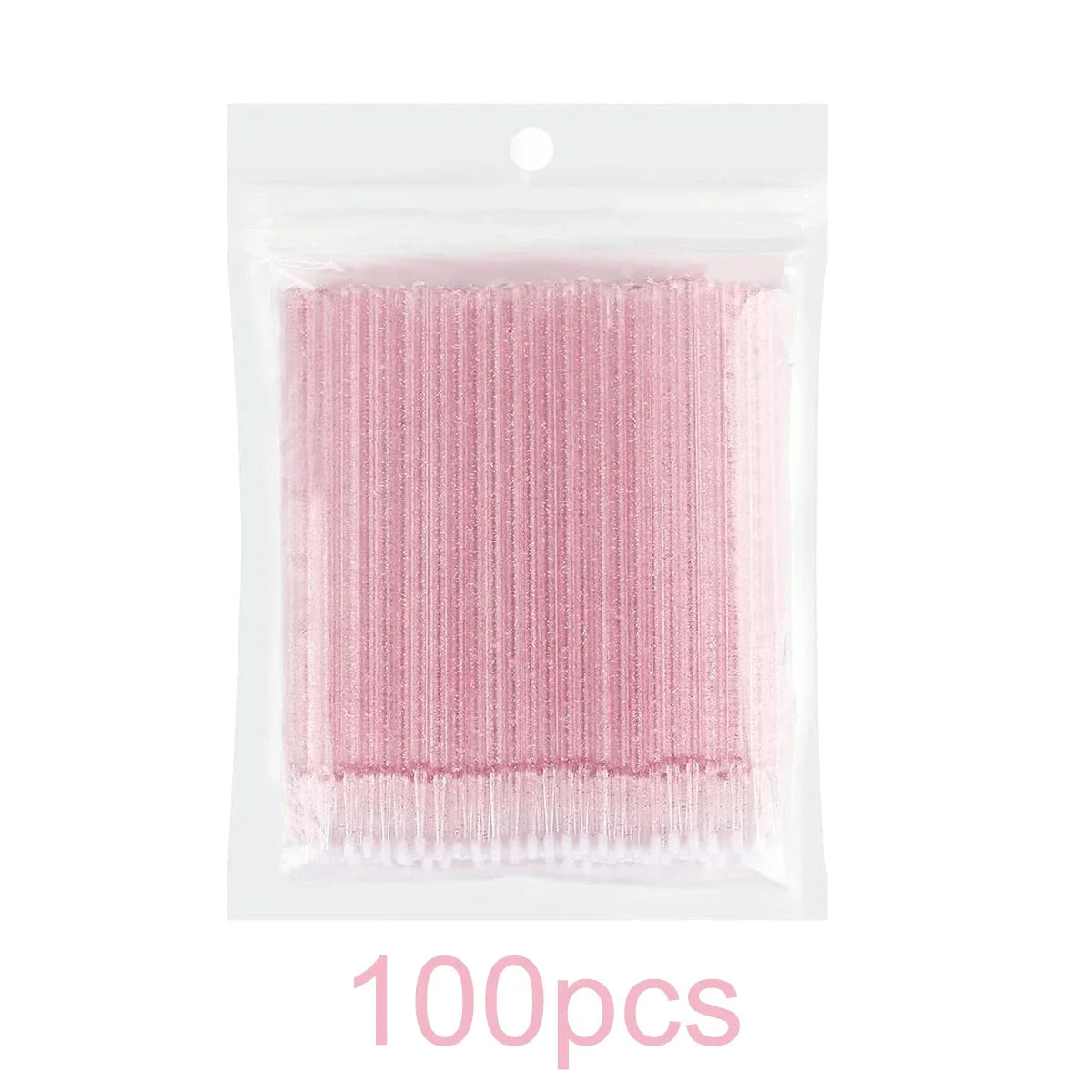 Un paquet de 100 micro-pinceaux à cristaux roses pour extensions et détails.