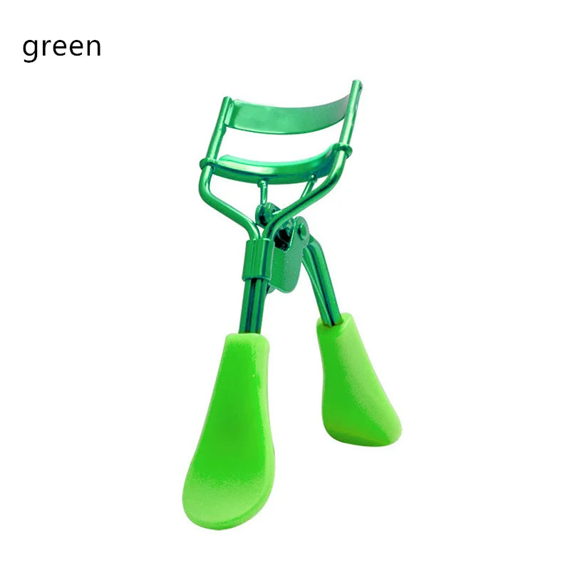 A green professional eyelash curler set with metal and silicone components.