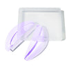 Clear silicone lash lift pads in purple color packaged in a clear plastic tray