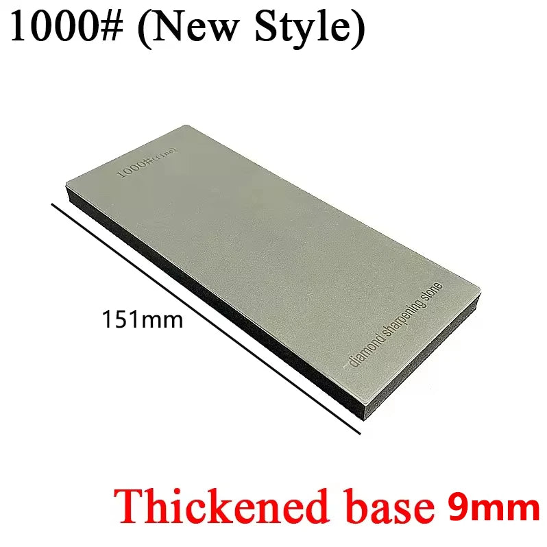 A silver diamond sharpening stone with a thickened 9mm base shown at an angle.