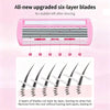 Rasoir multiface rose montrant six lames pour raser
