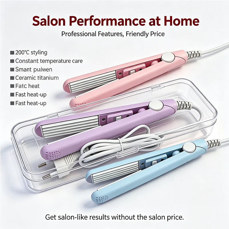 A collection of professional ceramic hair curlers and straighteners in various colors, demonstrating salon performance at hom