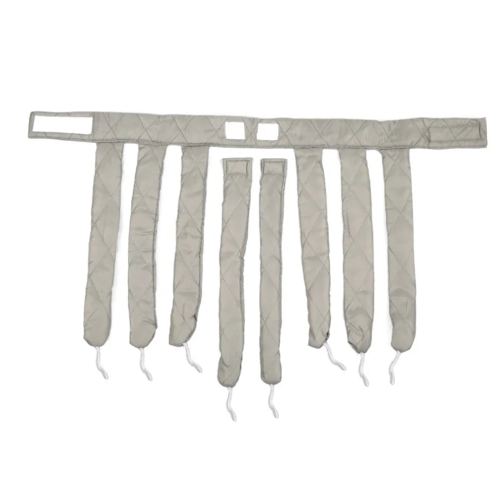 A set of removable heatless hair curlers for overnight styling in a light beige color.