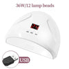 A white professional UV/LED nail curing lamp with a digital display and USB charging port.