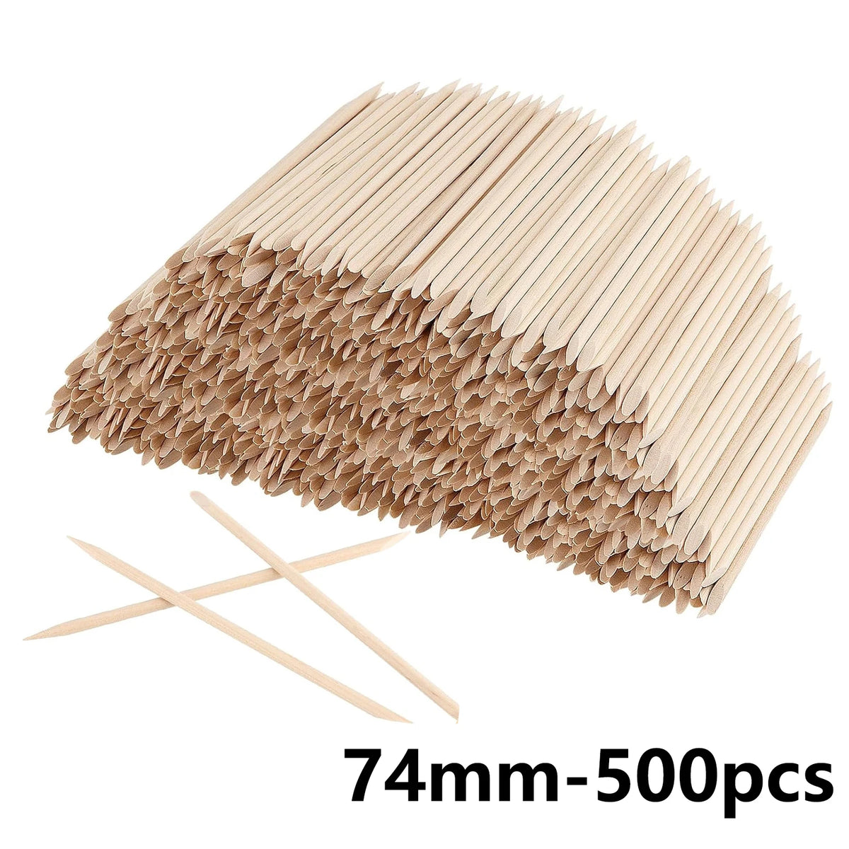 A bundle of natural wood nail art pusher sticks, approximately 500 pieces long.