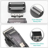 A set of professional electric hair and beard trimmers featuring dual independent flexing foils and a ceramic and carbon stee