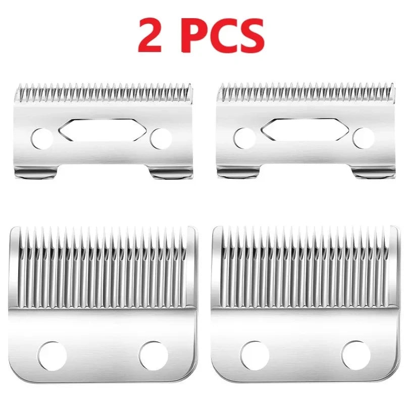 Two stainless steel hair clipper trimmers shown side by side