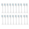 A row of replacement toothbrush heads in various sizes and styles.