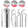 A set of reusable aluminum toothpicks and cleaning tools for oral hygiene