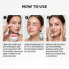 Instructions showing how to use nourishing eye mask patches for under-eye care with a spoon and moisturizer.
