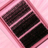 A pink cosmetic palette showing DIY mink-like individual cluster lashes in various lengths.