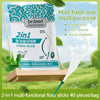 Pack of 40 Dr.Good 2-in-1 multifunctional floss sticks shown next to fresh mint leaves.
