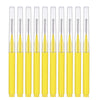 A set of precision eyebrow and lash brushes in yellow packaging.
