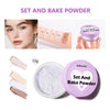 Set and Bake Powder product featuring various shades of powder and a purple compact container.