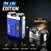 Blue edition portable electric beard shaver with a new shaver head and features like lightweight, waterproof, USB charging, d