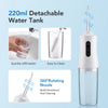 White detachable water tank and 360-degree rotating nozzle for multi-directional oral cleaning