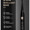 Cepillo eléctrico negro con cinco modos: Limpieza, Pulido, Blanco, Encías y Sensible.