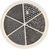 A circular display of gold mixed stainless steel bead nail art decorations arranged in radial sections.