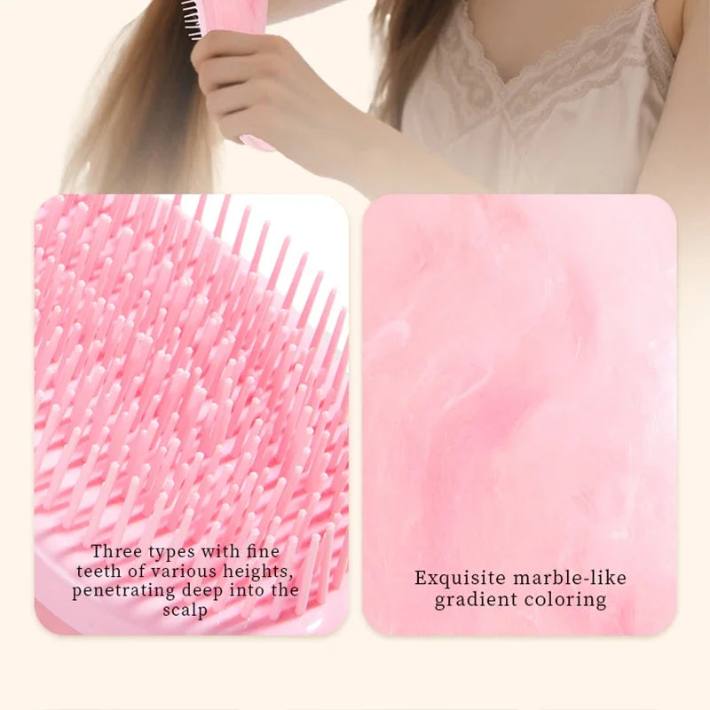 Pince à cheveux en silicone rose et tampon cosmétique rose marbré pour le coiffage