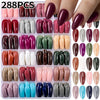A collection of 288 glossy press-on nails in various shades and shapes displayed on a white background.