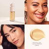 A close-up of a liquid bronzer contour foundation stick product with a gold-toned shade and packaging.