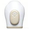 Weiches ergonomisches Handmassagergerät in Weiß mit beige Bedienfeld für Massage- und Ein-/Ausschaltknöpfe