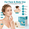 A roll of Hydrocolloid Dressing Roll product shown next to a woman applying patches on her face and body.