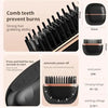 Black portable mini hair straightener showing various features and components.