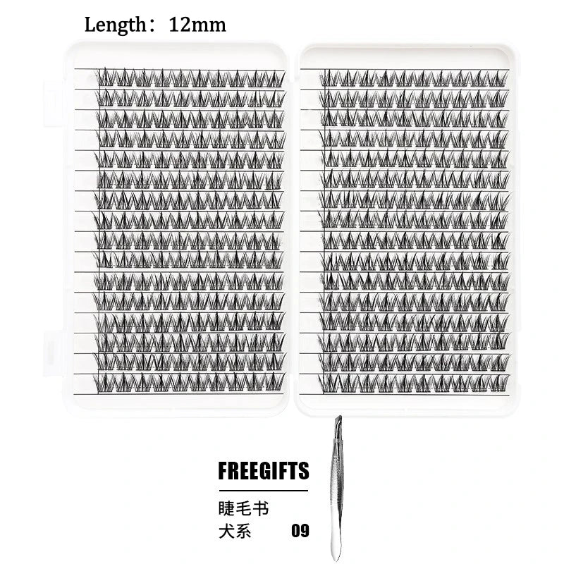 Un kit d'extensions de cils individuel, longueur de 12 mm.