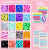 A collection of 1350 colorful elastic hair ties in various shades including purple, pink, blue, and green.
