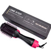 Black hair dryer brush and styling kit box showing a pink hot air brush tool.