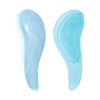 Light blue detangling scalp massage hairbrush shown from the side and top view.
