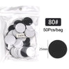 Sac en plastique transparent contenant 50 disques de papier de verre noirs, étiqueté pour 80 disques par sac.