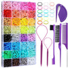 A set of 24 colorful hair ties for styling and braiding, including various colors and types of hair accessories.