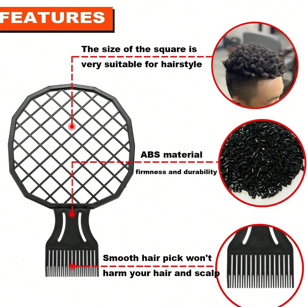 Set de peineta de goma negra con peine de malla cuadrada y peine plano para peinar el cabello.