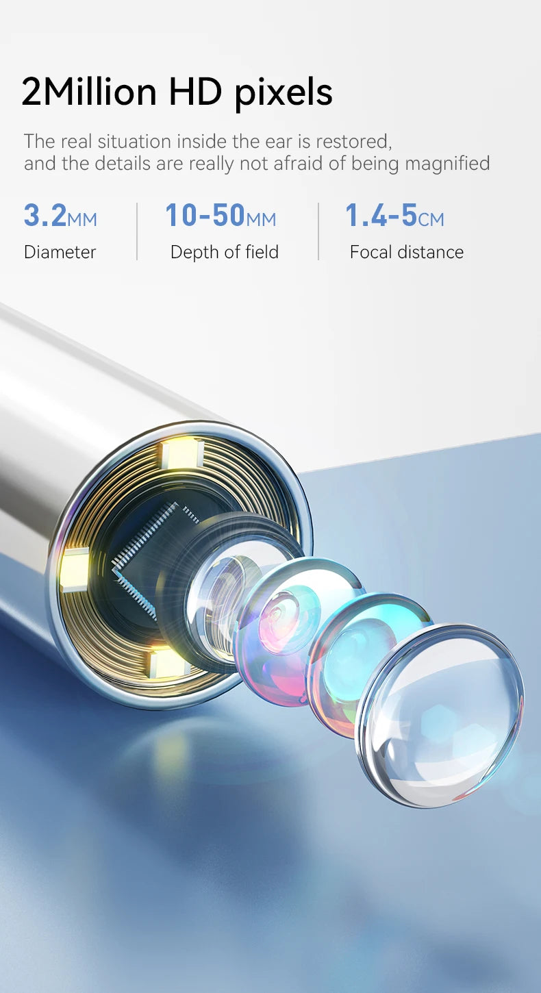 A close-up view of a portable HD inspection camera with multiple lenses and optics.