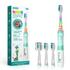 A package of a kids electric toothbrush with a smart timer and LED light, showing the brush and accessories.