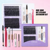 Un set de 80 douzaines de kits DIY pour extensions de cils, comprenant des clusters individuels et des outils.