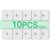 Ten white EMS muscle stimulator electrode pads, 5x5cm size.