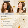 Comparison of ordinary and steam brushes, highlighting the flexible air-cushioned bristles of an electric retractable hair sm