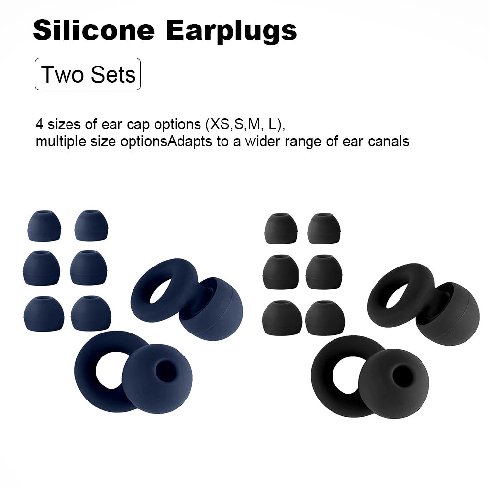 Collection d'embouteilleurs en silicone bleu foncé et noir de différentes tailles, mis en vente.