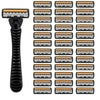 A set of 10 black and orange layered razor blades for men
