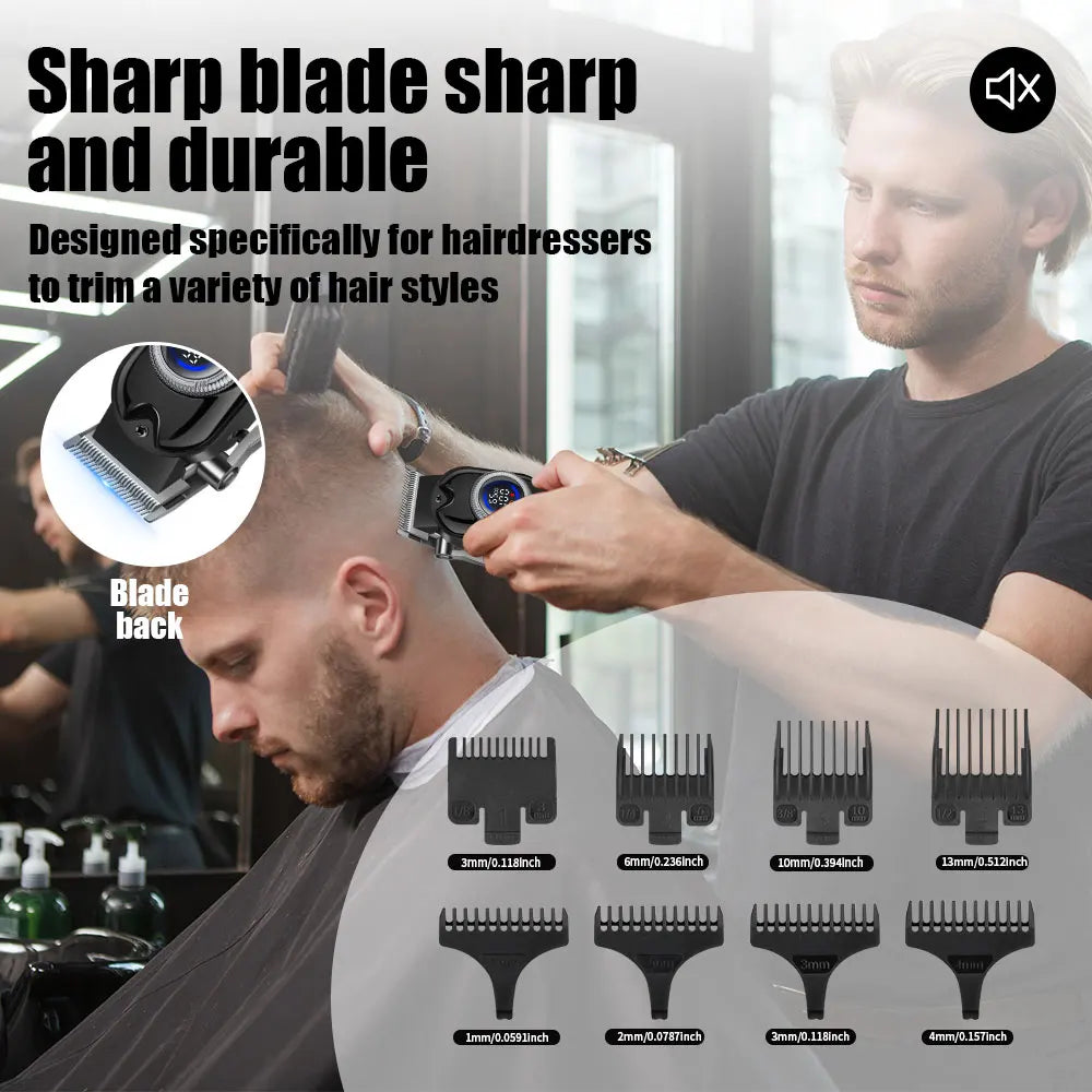 A man is using a professional electric hair clipper set to trim a haircut on another person's head.