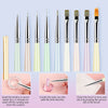 A set of professional nail art brushes in various shades and sizes for detailed painting