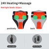 Red light beads heating pad shown from the front and back, with line switch and plug details.