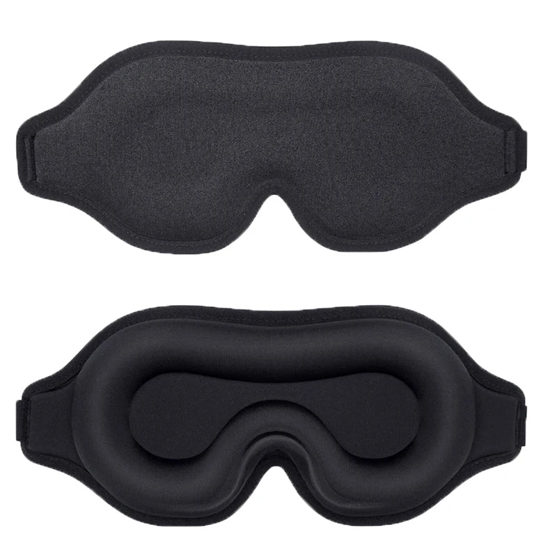 Black 3D contoured sleep mask designed for deep, uninterrupted rest.