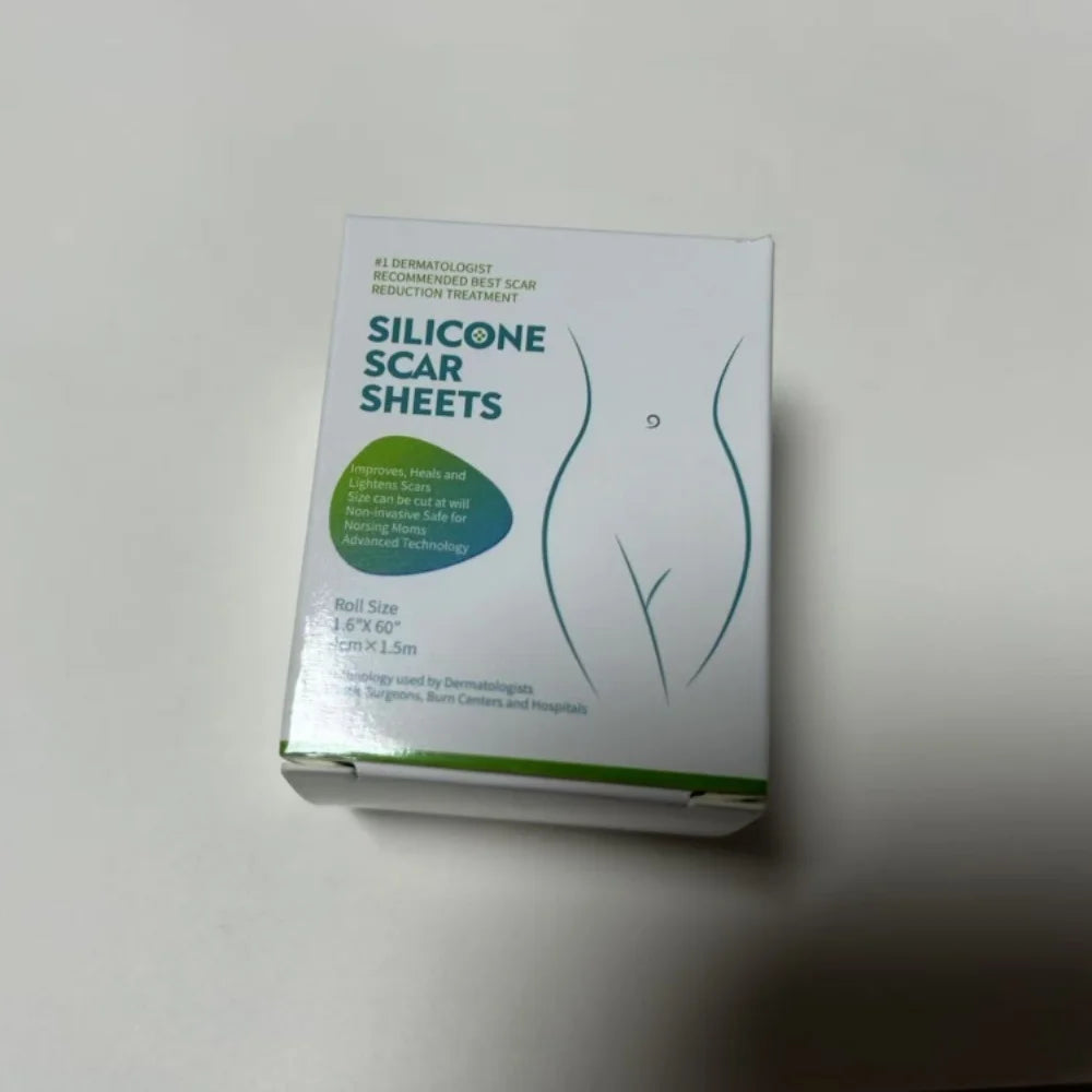 Box of silicone scar sheets for skin healing and scar reduction treatment