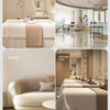 A collage showing various relaxation environments including a beauty salon, eye hospital, and home bedroom with massage beds.
